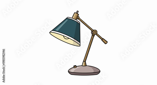 A classic adjustable desk lamp with a conical shade and a sturdy base