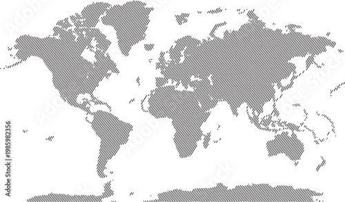Abstract digital world map in diagonal line shape pattern style