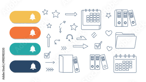 Digital Icon Collection: A meticulously crafted assortment of digital icons, offering a versatile range of symbols and signs suitable for various digital design applications.