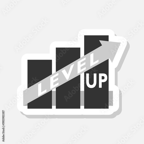 Level up logo sticker isolated on gray background