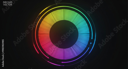 Colorful Digital Circular Spectrum Ring Abstract Interface.