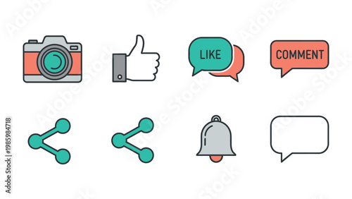 Social Media Icons: A collection of social media icons, conveying digital interaction, communication, and connectivity.