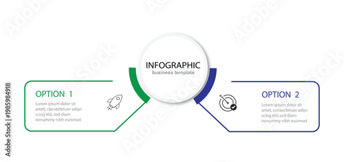 infographic design template with 2 steps circle infographic vector illustration.