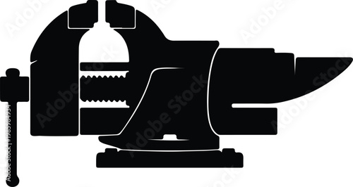Silhouette of a heavy duty bench vise tool vector design