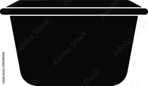 Silhouette of a plastic food storage container with lid vector design