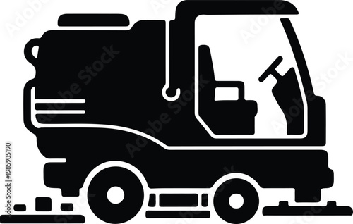 Silhouette of a professional industrial floor scrubber machine vector design