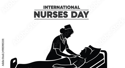 International Nurses Day vector graphic illustration showing a dedicated nurse caring for a patient.