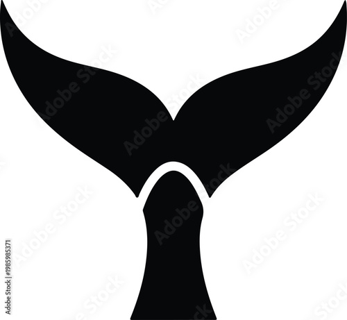 Silhouette of a whale tail fluke emerging from water vector design