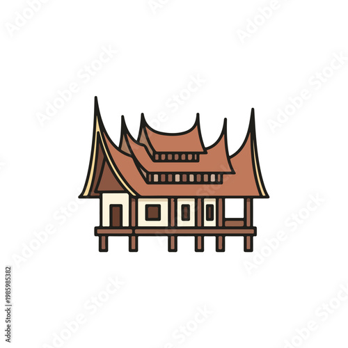 Traditional Asian temple on stilts