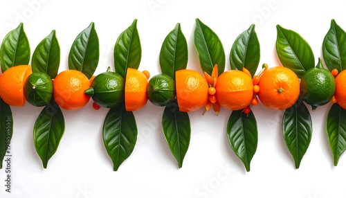 Vibrant Festive Garland Featuring Orange and Green Beads with Leaves