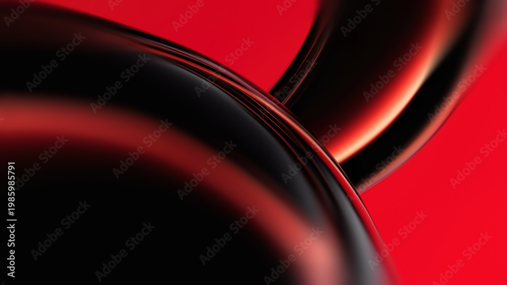 Naklejka premium Curves and Depth in Bold Red Abstract Art