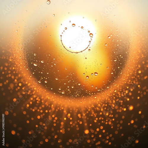 Dewdrop halo on translucent surface, light fractured into soft hues,  bokeh,  elegant