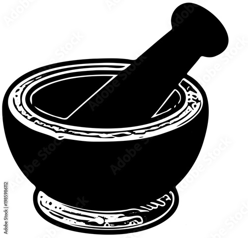 mortar and pestle vector