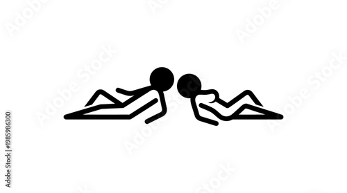 Two Stick Figure People Lying Down Facing Each Other