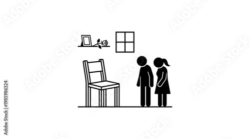 Concerned Couple Standing Near Empty Chair