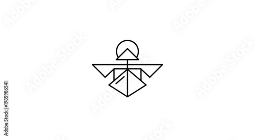 Geometric illustration of a stylized insect with triangle wings