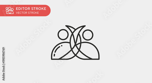 Abstract Connecting People Outline Icon in Bright Studio, Representing Collaboration and Community