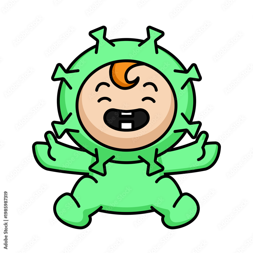 Fototapeta premium Illustration of mascot of cute kid with virus costume character design.