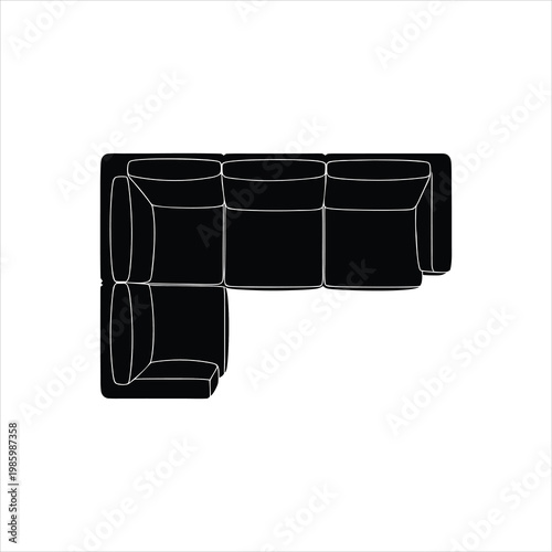 A sleek black sectional sofa with a modern design
