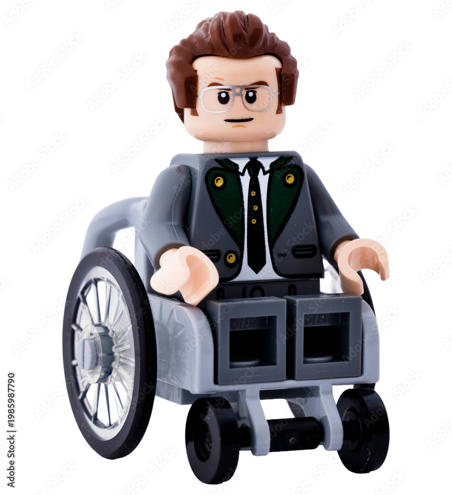 Fototapeta premium Dortmund - Deutschland 15. April 2026 - Lego Minifigur Mann im Rollstuhl