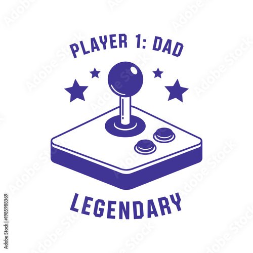 Legendary Dad Gamer Vector T-Shirt Design with Retro Joystick and Stars Illustration