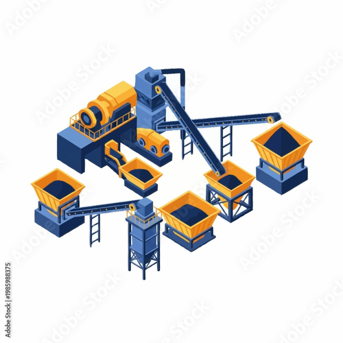 Industrial coal processing plant equipment and machinery.