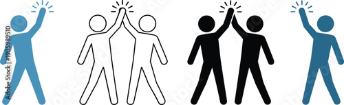 High five icons in different styles and colors Keywords: high five, success, celebration