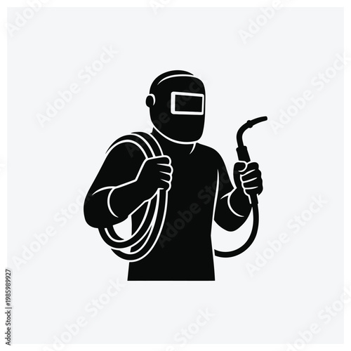 Minimal silhouette illustration of a scuba diver with gear and regulator
