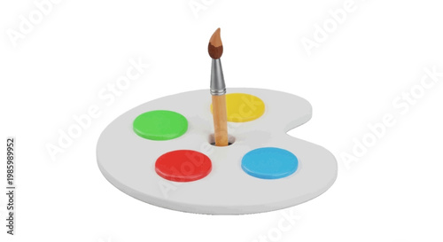 Vector illustration of artist palette with paintbrush on a transparent background