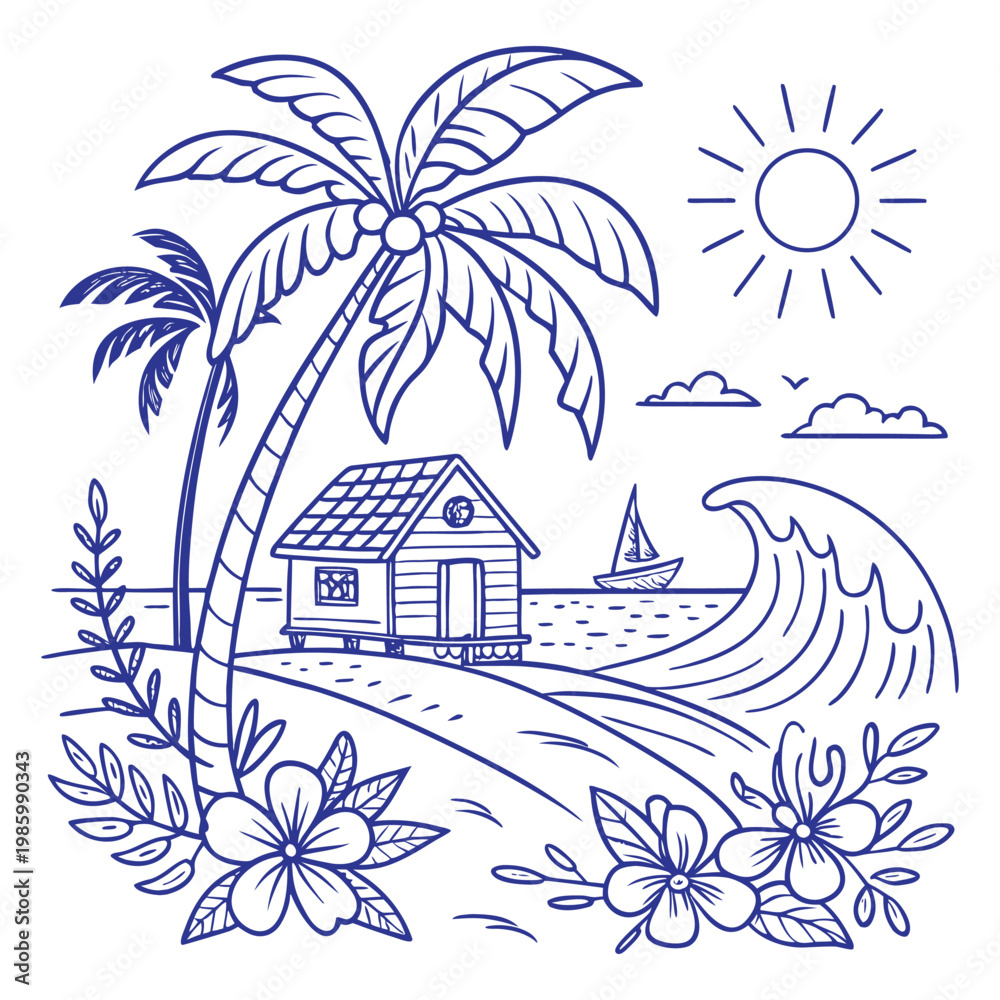 Obraz premium Tropical Island Palm Tree Set