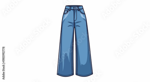 Cartoon of blue flared jeans with a high waist