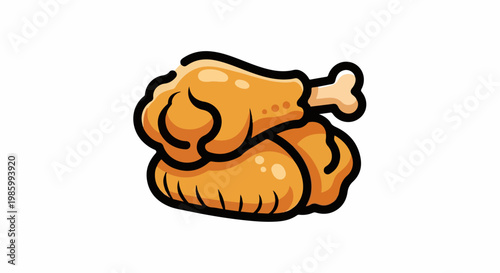 Cartoon style illustration of golden brown fried chicken pieces