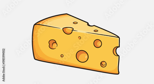 Cartoon wedge of yellow cheese with visible holes and bite marks