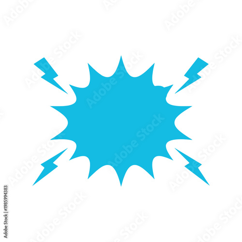 Blue Comic Burst Vector for T-Shirt Design, Pop Art Lightning Clipart Illustration