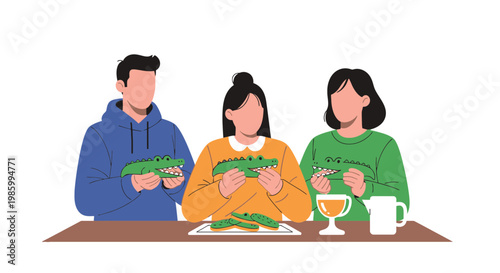 Family enjoying meal together at dining table