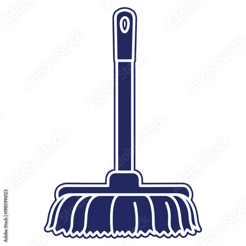 Illustration of a mop for cleaning floors surfaces with a long handle and absorbent head vector design for hygiene and housekeeping