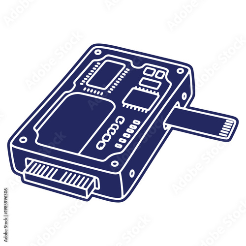 Isolated Solid State Drive Illustration for Storage and High Performance Computing Applications with Connector Interface