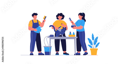 Group of People Cooking and Pouring Beverages in a Kitchen