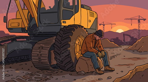 Construction worker taking a break outdoors.