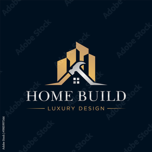 luxury home build logo design vector illustration
