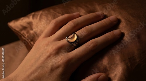 Hand with Crescent Moon Ring