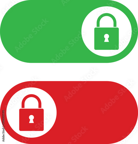 lock and unlock toggle buttons. Secure and insecure toggle icons. Security switch and privacy symbols. Data protection and safety
