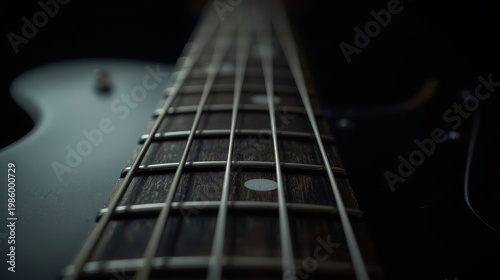 Guitar Neck Dark Background Dramatic Perspective Music Detail