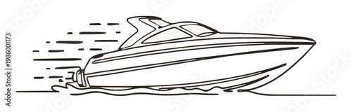 Fast speedboat rushing with motion blur dynamic view. Generative AI