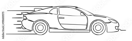 Minimalist time machine car icon line art. Generative AI