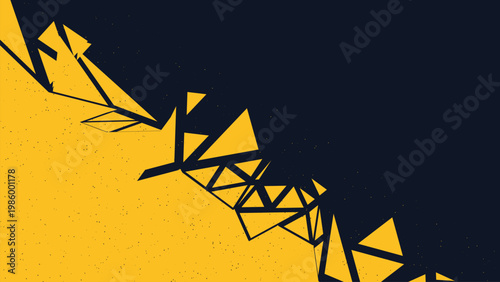 Yellow and Navy Abstract Geometric Fracture Background Vector Art
