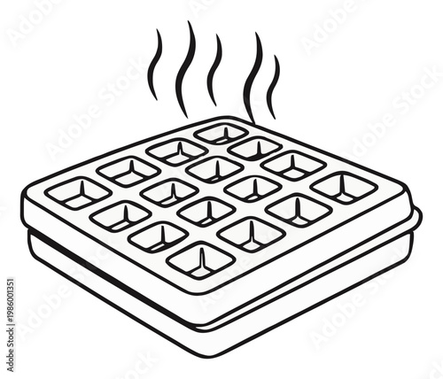 Minimalist belgian waffles icon line art style. Generative AI