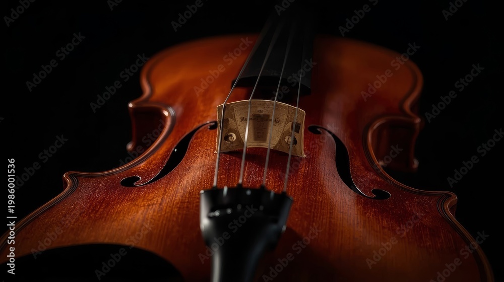 Fototapeta premium Violin Close Up Warm Tone Classical Music Instrument Detail