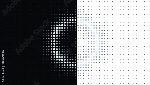 Black and White Minimalist Halftone Sphere Vector Background