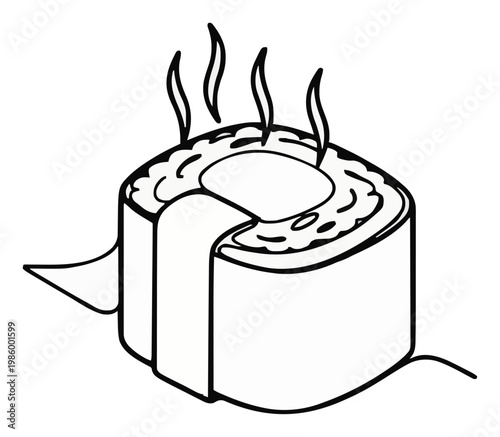 Hot sushi roll line art vector icon. Generative AI